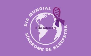 Dia Mundial de la síndrome de Kleefstra, 17 de setembre, amb il·lustració del planeta i llaç simbòlic